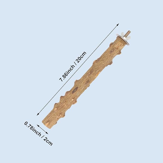 Hypeety Natural Wood Perch Stand Toy for Budgie, Parakeet, Cockatiel, Conure, Lovebird (7.86 inch)