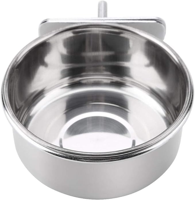 Hanging Adjustable Food Water Food Feeding Bowl Stainless Steel Parrot Parakeet Feeder Bird Cage Accessory Drinking Cup (S)