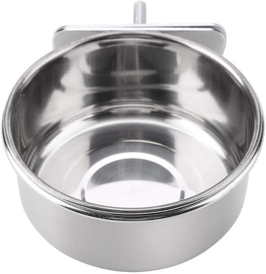 Hanging Adjustable Food Water Food Feeding Bowl Stainless Steel Parrot Parakeet Feeder Bird Cage Accessory Drinking Cup (S)