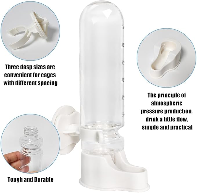 Automatic Pet Bird Water Feeder, Bird Water Dispenser for Cage, Bird Cage Suspended Automatic Water Dispenser, Bird Feeders for Parakeet Budgie Cockatiel Lovebirds Canary Finch (150ml)