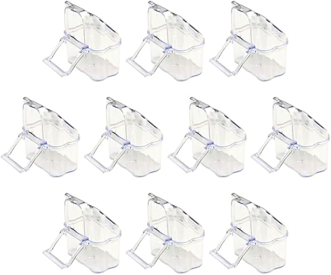 Cabilock 10Pcs Splash-Proof Bird Feeder for Cage Parrot Feeding Box Transparent Bird Food Bowls Easy Install Hanging Feeding Cups