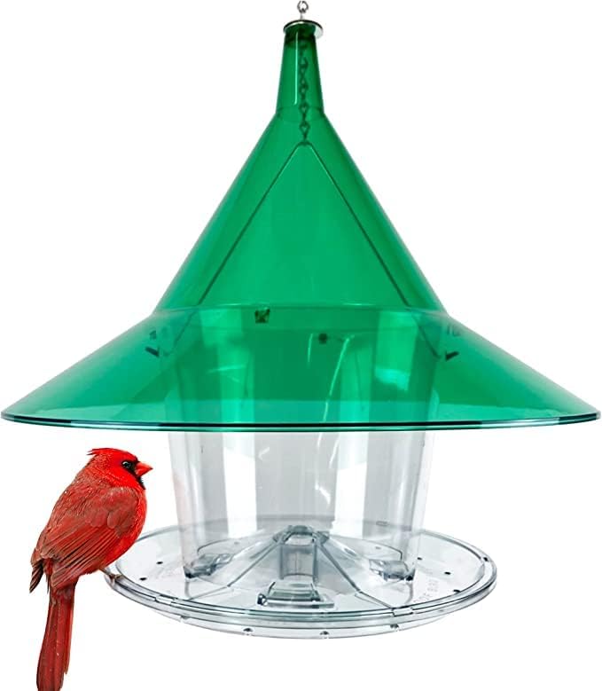 Sky Cafe - Squirrel Proof Bird Feeder for Outside - Large, 17 in. Diameter, 1.5 Gallon Birdseed Capacity - Made in USA (Emerald Green) - Free Squirrel Mug