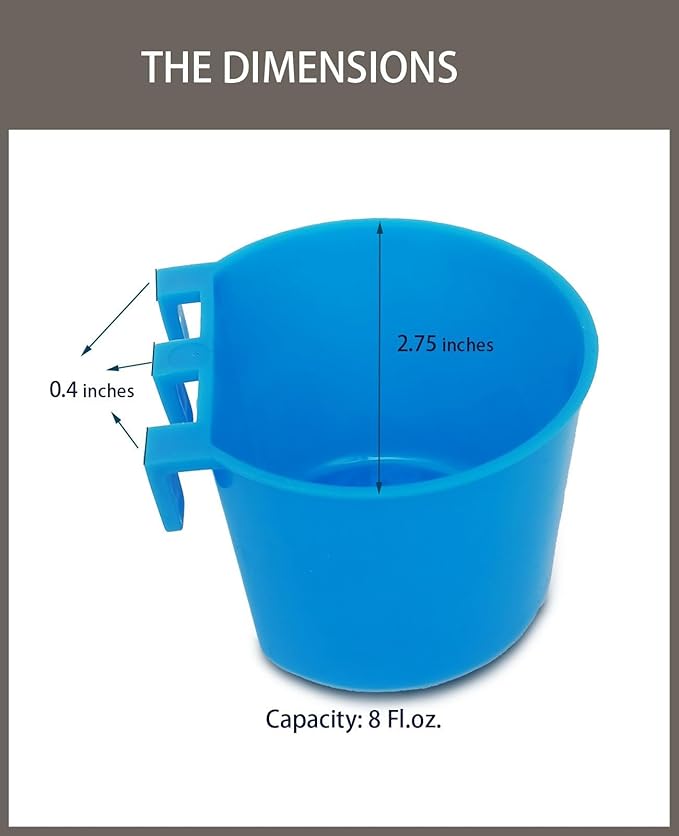 10 Pack Cage Cups Birds Feeders Seed Bowl Chicken Feeding Watering Dish Rabbit Water Food Hanging Wire Cages Box 8oz Coop Cups for Pet Parrot Parakeet Gamefowl Poultry Pigeon