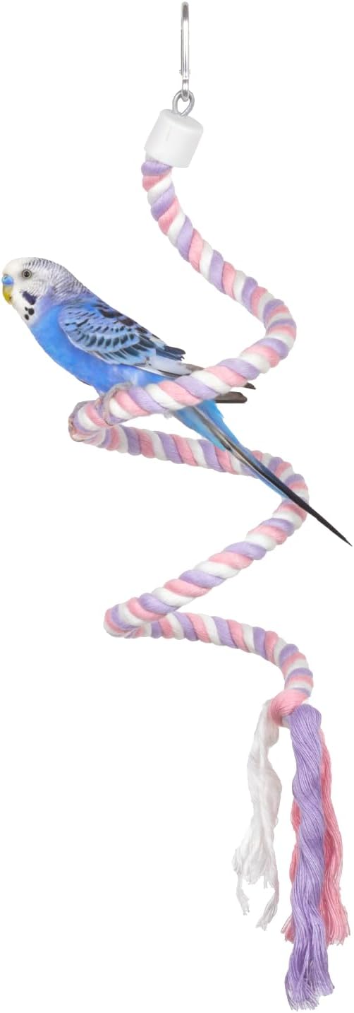 31.5" Bendable Bird Perch Cotton Rope Bird Toy Twistable Ladder Swing Chewable Gym for Parakeets Cockatiels Conures Lovebirds