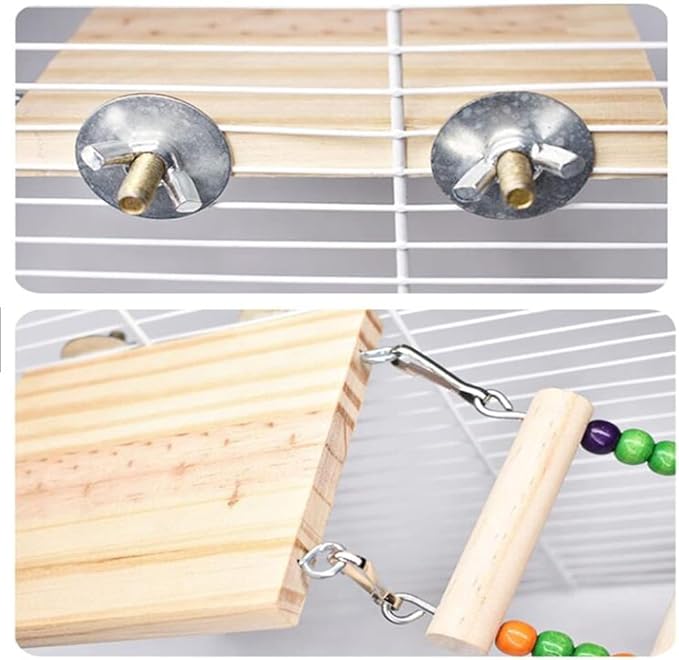 Bird Ladder Toys, Wood Parrot Bird Perch Stand Platform with 8 Ladders Swing Bridge for Pet Training Playing, Flexible Birds Cage Accessories Decoration for Cockatiel Parakeet