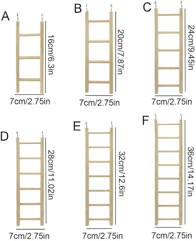 Wooden Bird Ladder Toys, Natural Wood Step Ladders Scratcher Perch Climbing Toys Bird Toys for Parakeets, Parrots, Cockatoo and Lovebirds(C)
