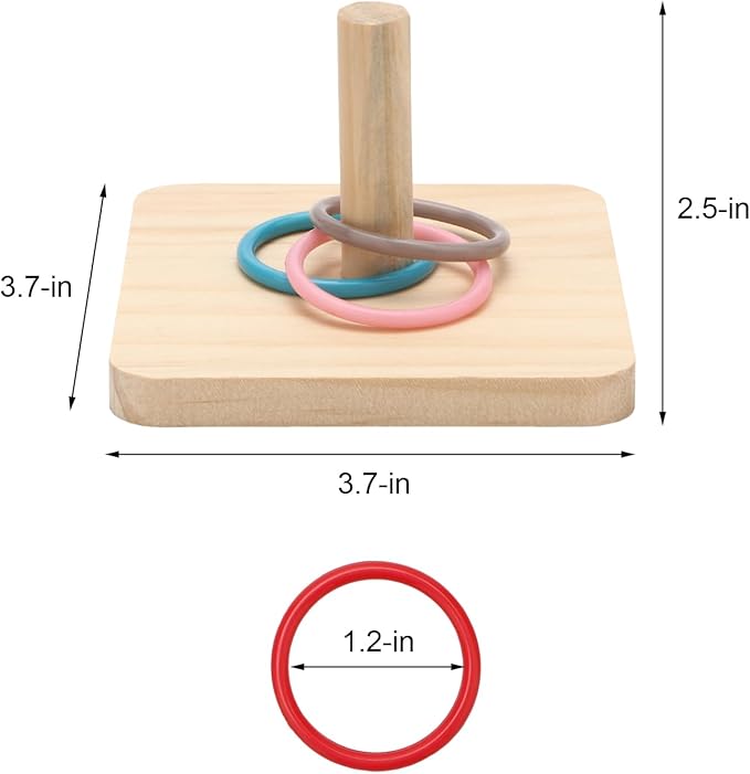 Bird Trick Tabletop Toys Wooden Ring Tower Toy for Parrot Parakeet Budgie Lovebird Intelligence Training