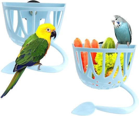 2 Pack Bird Feeder Parrot Vegetable and Fruit Feeding Rack Multipurpose Bird Feeding Cup Hanging Bird Cage Bowl Bird Daily Necessities for Parrot Birds Budgie Cockatiel