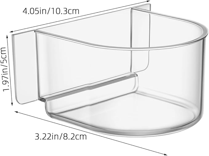 DOITOOL Bird Cage Feeder Cups, 2PCS Clear Plastic Seed Water Feeder Cups, Thickened Food Water Bowl for Pet Bird Parrot Parakeet Cages, Hanging Accessories