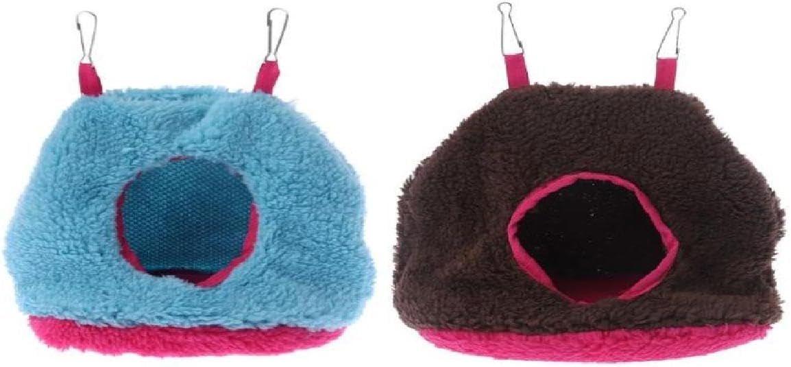 Bird Warm Nest Hanging Hammock House Winter Plush Tent Hideaway Sleeping Bed for Finches Canaries Easy Hangs for Cage (Blue, S)