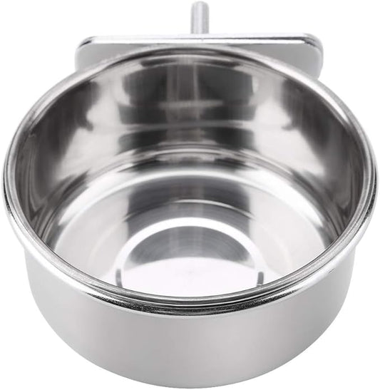 Hanging Adjustable Food Water Food Feeding Bowl Stainless Steel Parrot Parakeet Feeder Bird Cage Accessory Drinking Cup (M)