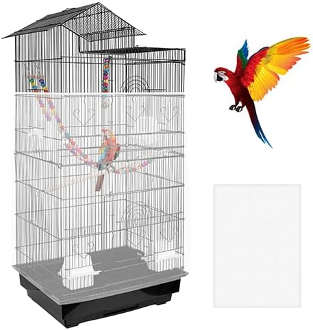 Universal Bird Cage Seed Catcher – Stretchy, Lightweight Mesh Skirt for Parrot Cages, Stops Scatter, Breathable Fabric, Adjustable & Reusable, White viiwxx