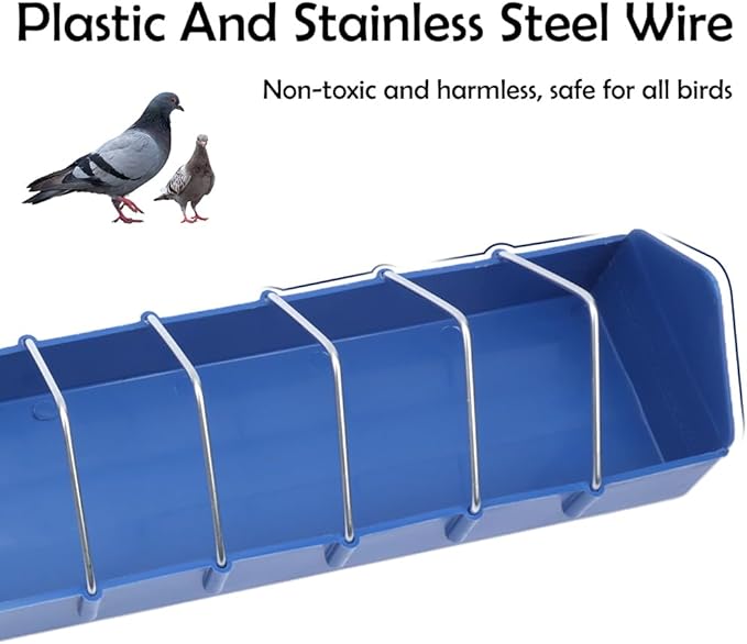 2 Pack Large Pigeon Feeder 11 Slot Thick Durable Container Feeding Dish Food Dispenser with Removable Steel Wires for Pigeon Chicken Duck Bird Parrot Poultry