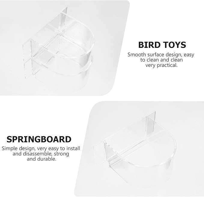 Ipetboom Bird Cage Feeding Containers: 6 pcs Clear Bird Food Trough and Water Feeder Cups - Thick Semicircle Food Box Accessories for Birds Pigeon Chicken, Transparent, 4X3.2X2in