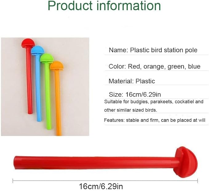 4 Pack Perch Cage Clip On Plastic Parrot Stand for Parakeet Manor Travel Wire Cages Finch Canary Budgie Parrotlets Cockatiels Conure Lovebird Small Birds