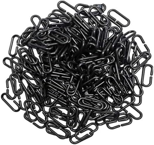 600-Piece Black Plastic Chain Links & Toys - Interlocking C-Clip Bird Cage Accessories for Parakeets, Sugar Gliders, Small Pets (Climbing/Swinging Toys)