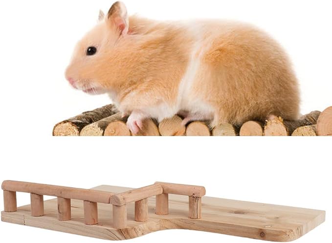 Birdcage Stands Hamster Climbing Platform, Wooden Rest Platform with Railing Small Pet Wooden Toys for Guinea Pig Chinchilla Small Animals Climbing