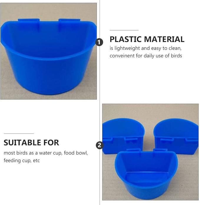 POPETPOP Thick Plastic Pigeon Feeder Water Bowl with Hook Semicircle Design Lightweight Easy Clean 4.33 Inch Cage Hanging Food Cup