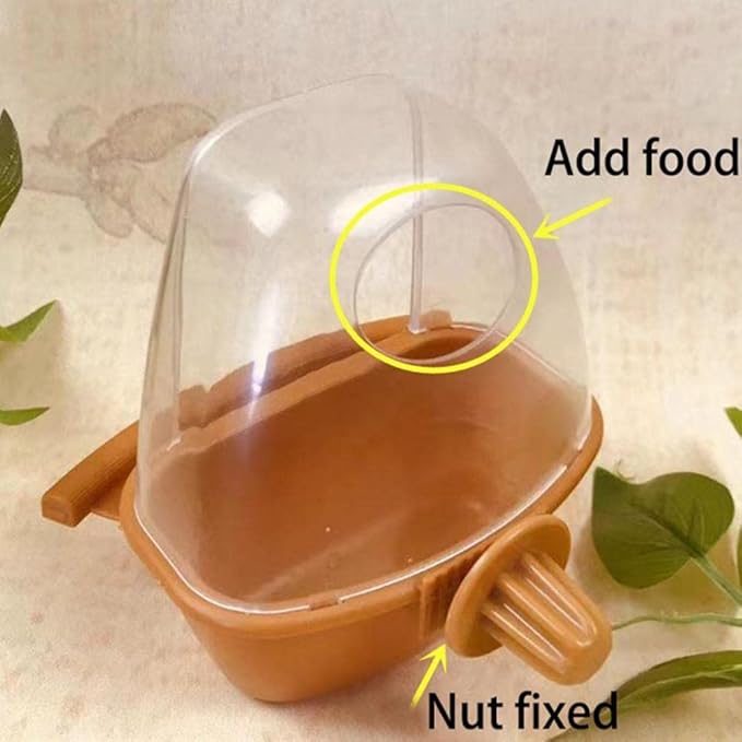 Small Bird Slot Feeder,Bird Cage Feeder Parrot Birds Water Hanging Bowl Parakeet Feeder Box Pet Cage Plastic Food Container Bird Supplies(White)