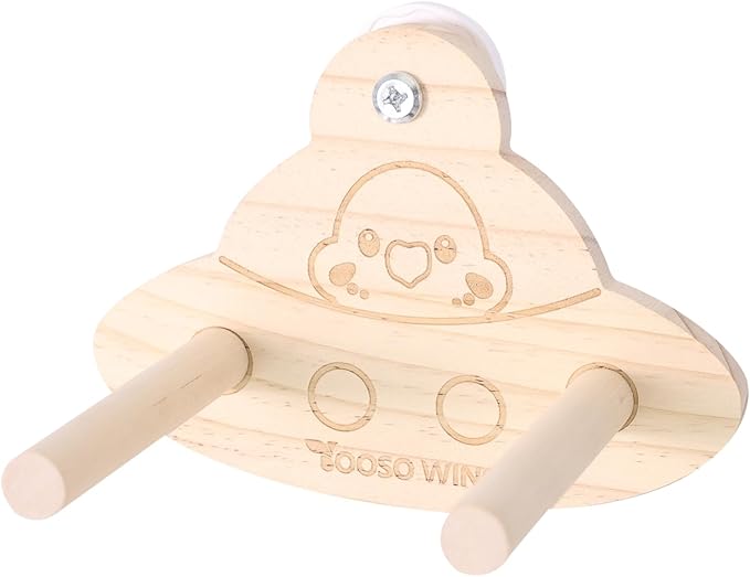 Bird Swing Perch Toy - Wooden Parrot Swing Stand with Wobble Function, Balance Play Gym for Small/Medium Parrots (Budgies, Cockatiels, Lovebirds) Cage Accessories (Melopsittacus undulatus Pattern)