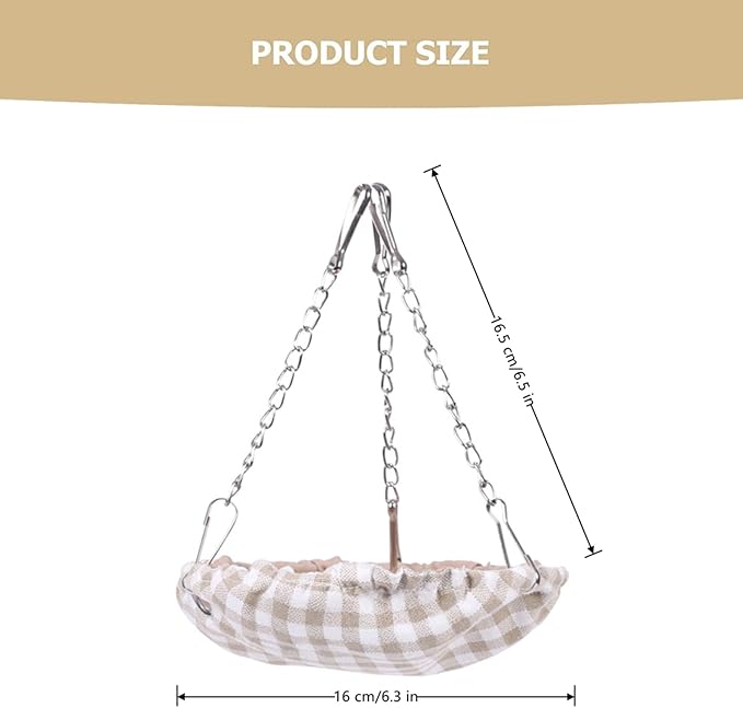 VrotQyn1 Pcs Khaki Waterproof Bird Hammock Bed for Cage, Sturdy Non-Collapsible Bottom Hanging Swing Nest, Small Parrot Sleeping Hut for Conures, Budgies, Parakeets, Canaries & Finches