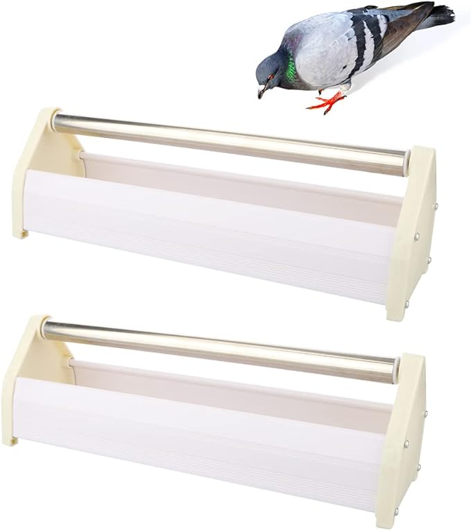 2 Pcs Pigeon Feeder Durable Reinforced Plastic Food Box Feeding Dish Storage Trough for Bird Pigeon Parrot Duck Home Poultry (Length: 15.5")