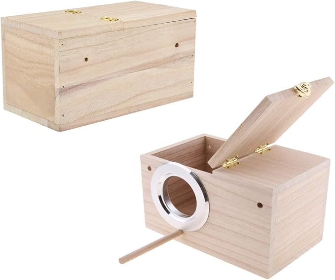 Parakeet Nesting Box, Bird Nest Breeding Box Cage Wood House for Finch Lovebirds Cockatiel Budgie Conure Parrot, 8'' X 5'' X 5''