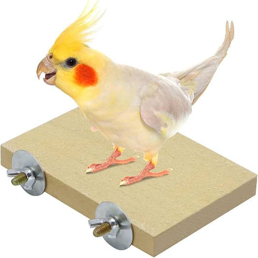 Bird Parrot Perch Stand Platform Natural Wooden Coarse Sand Grinding Claw Stand Suitable for Parrot Parakeet Cockatiel Budgie Conures Lovebird Finch