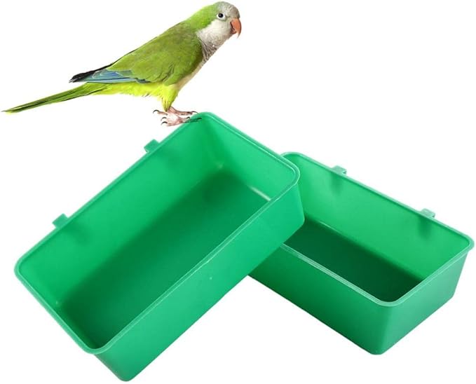 5PCS Pet Bird Bowl Hanging Parakeet Food Dispenser Square Box Multi-Purpose Parrot Bath Basin for Bird Cage Accessories Bird Supplies