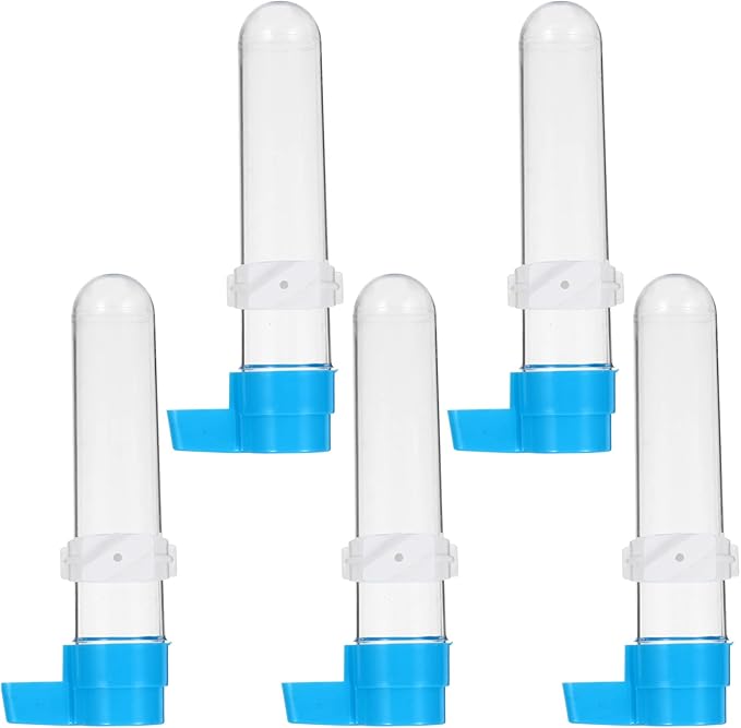 TEHAUX Pet Bird Drinking Feeder, Parrot Automatic Plastic Water Bottle Household Water Dispenser Hanging Water Bottles for Canaries, Parrots, Larks, Yellow Birds and Other Small Birds, 5pcs 120ml