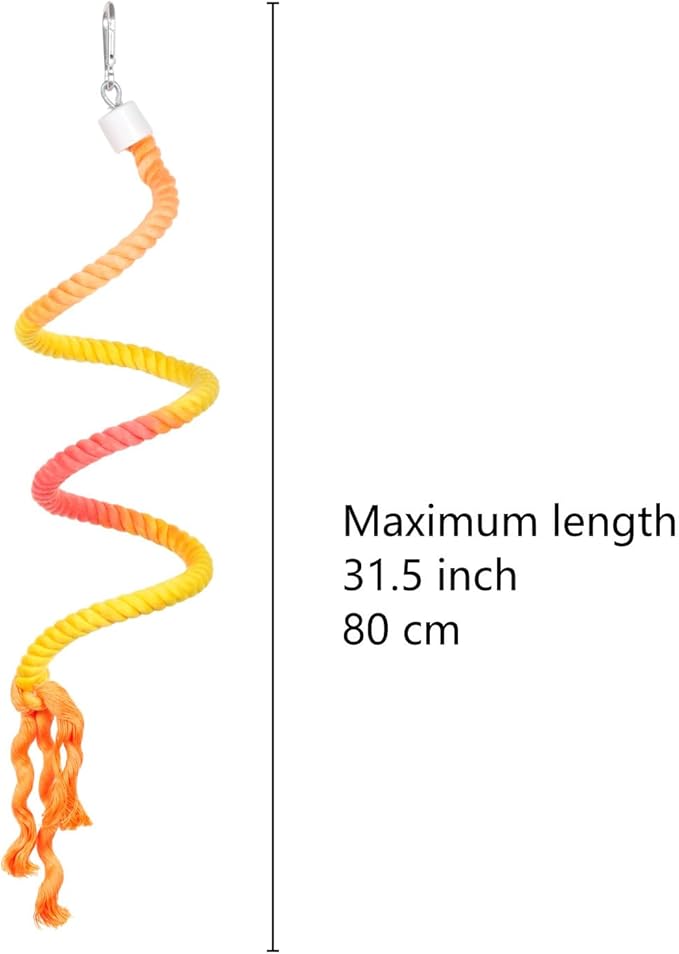 31.5" Bendable Bird Perch Cotton Rope Sunset Bird Toy Twistable Ladder Swing Chewable Gym for Parakeets Cockatiels Conures Lovebirds
