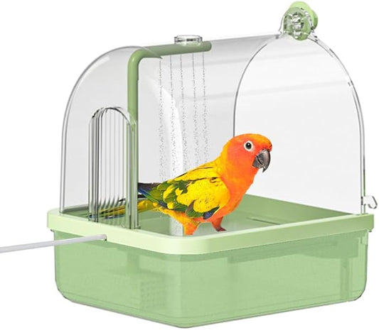 Bird Bath for Cage, Automatic Parakeet Bath with Pump, Indoor Bird Shower with Running Water, Filter, Bird Cage Accessory for Pet Birds, Lovebirds, Finches, Cockatiel
