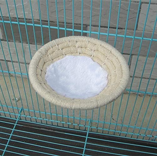 Bird Breeding Nest Bed Hut Toy with Warm Comfortable Mat Handmade Cotton Weave Hemp Rope Hatching Hut Cave Cage Accessories for Parakeet Conure Cockatiel Canary Finch Lovebird Budgie (A: COTTON)