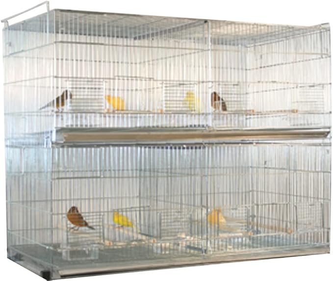 Combo: Extra Large Stainless Galvanized Zinc Plated Stack & Lock Breeder Bird Flight Cage Breeding Nest Door Removable Divider with Rolling Stand