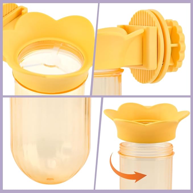 2 Pcs Bird Cage Feeder for Vegetable, Reusable Parrot Veggies Holder Bird Feeder for Cage, No Spill Feeders for Parrots, No Mess Hanging Containers for Cage(Color:Yellow+Purple)