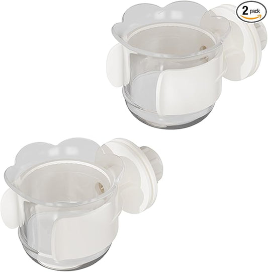 2pcs/4pcs PET Bird Bowls with Clamp, Bird Cage Feeder, Durable Water Bowl, Feeding Cups, Water Feeder for Cockatiel, Parakeet, Macaw, Finches, Lovebirds, Small Animals Gray (White, 2pcs)