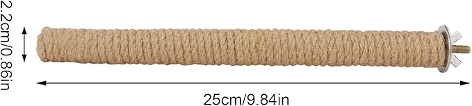 Hypeety Bird Perch Stand Natural Wood Parrot Hemp Rope Perch Birdcage Accessories Perch Standing Toy for Bird Parrot Macaw Cockatoo African Greys Budgies Parakeet 2Pcs (25cm/9.84in)