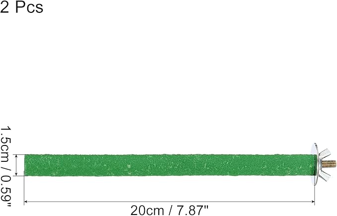 PATIKIL 0.6x7.9 Inch Bird Cage Perch, 2 Pack Parrot Stand Paw Grinding Stick Bird for Parakeet Cockatiel Cage Accessories, Green
