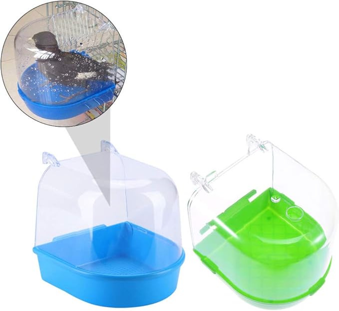 GANAZONO Bird Bathtub Hanging Bath Box for Small Pet Birds Parakeets Lovebirds Cage Accessory Bird Bath Deep Bowl for Health and Cooling