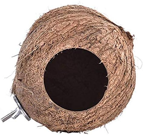 YJJKJ Pet Bird Natural Coconut Shell Bird House Parakeet Budgie Cockatiel Finch Sparrows Breeding Nesting Bird Aviary Cage Box Anti-Pecking Bite (Diameter:4.3")