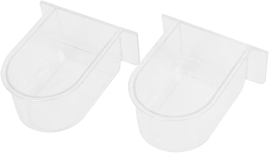 Ruilogod 2pcs Clear Plastic Fount Drinker Food Feeder Cup for Pet Pigeon (id: 0c1 6fa 323 31f 003