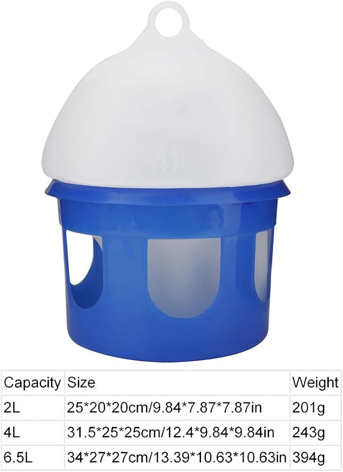 CDQL Pigeon Feeder, ABS Plastic 4L Automatic Bird Pigeon Feeder Water Dispenser