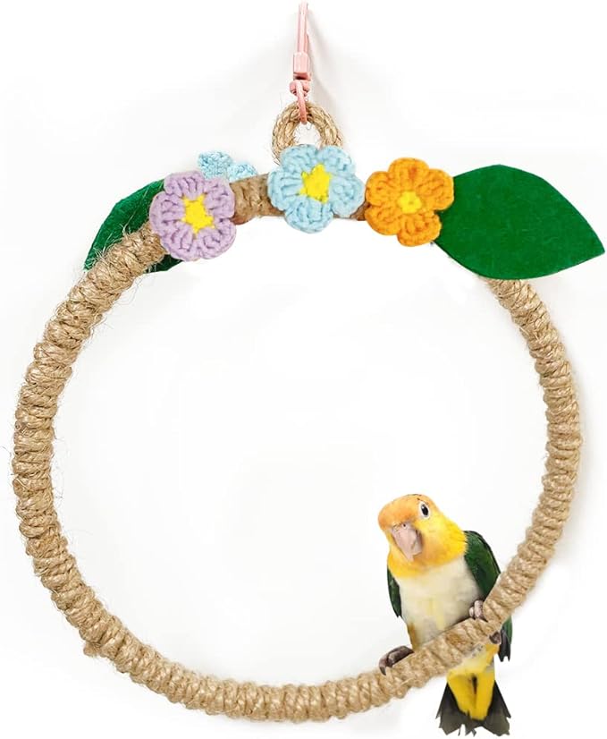 La La Pet® Bird Rope Swing with Hanging Hook Bird Rope Perch Bird Swing Perch Bird Perch Stand Bird Cage Toy for Parrot Budgie Parakeet Cockatiel Cockatoo Conure Large
