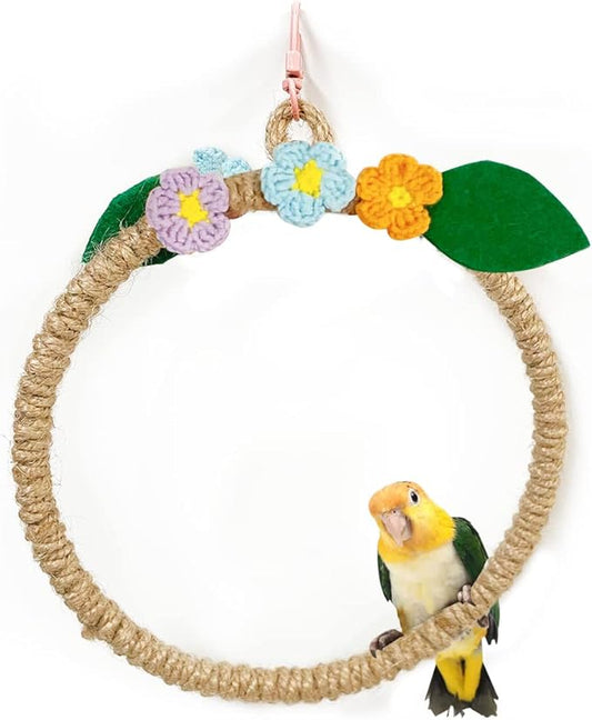 La La Pet® Bird Rope Swing with Hanging Hook Bird Rope Perch Bird Swing Perch Bird Perch Stand Bird Cage Toy for Parrot Budgie Parakeet Cockatiel Cockatoo Conure Large