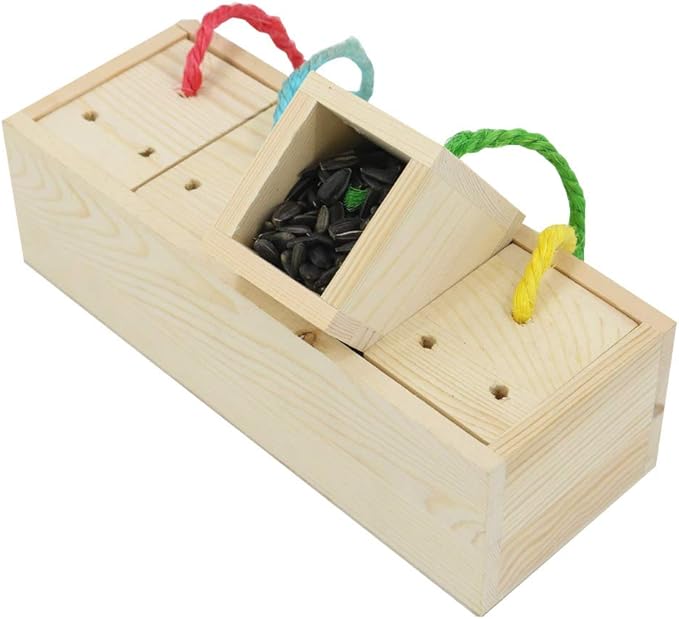 YINGGE Wooden Bird Foraging Feeder Toys, Intelligence Toys for Medium and Large Parrots Sun Conures, Caique, Cockatoo, African Grey, Macaws, Amazon
