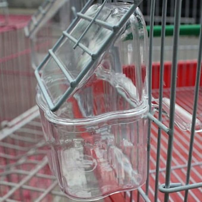 Cabilock 10Pcs Splash-Proof Bird Feeder for Cage Parrot Feeding Box Transparent Bird Food Bowls Easy Install Hanging Feeding Cups