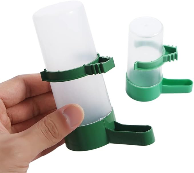 Automatic Water Drinker and Food Dispenser - Hanging Bird Feeder With Clip for Parrots Cages (M-Drinker)