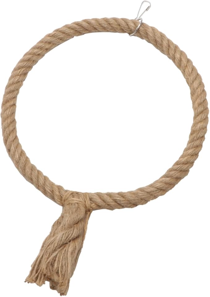 Bird Rope Swing Toy Parrot Climbing Perch Stand for Cockatiel Conure Cockatoo Parakeet Cage Hanging Decor (B: Round)