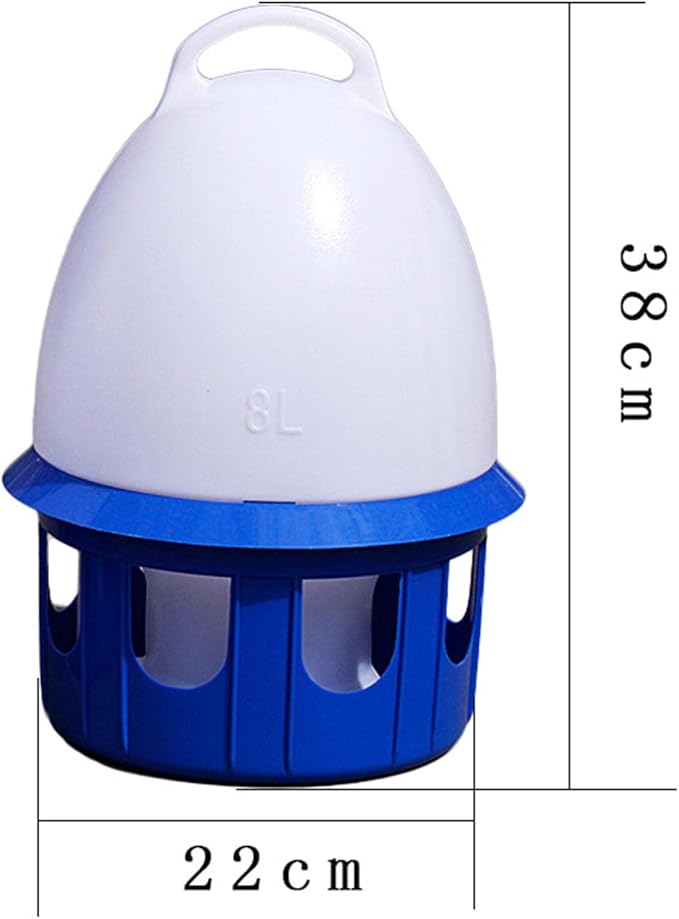 Gralara Large Capacity Pigeon Waterer Drinker with Handle Outdoor Hanging Cage Accessories Automatic Bird Water Dispenser for Canary, Parakeet, Dove, 8L D 22cm H 38CM