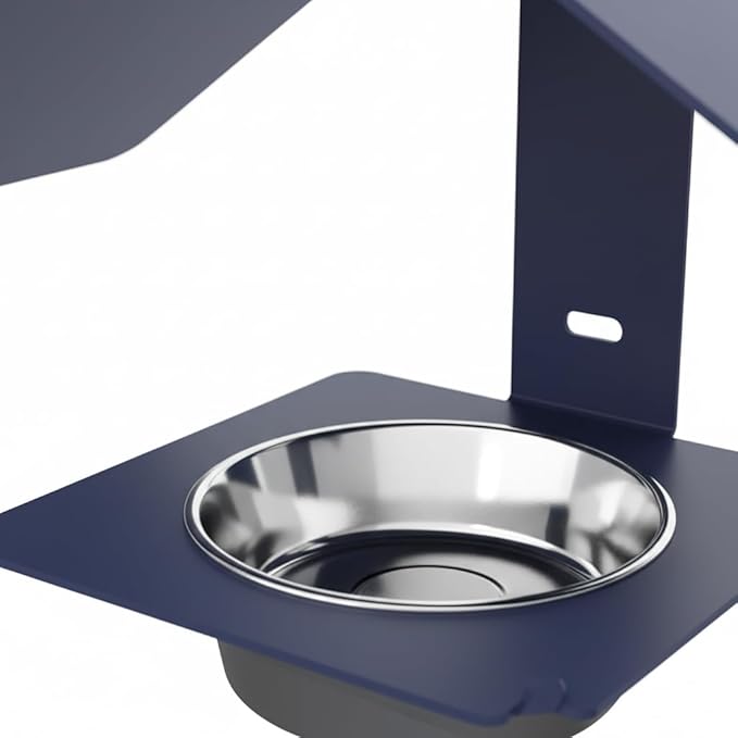 Zéphyr Louis Moulin Bird Feeder - Robust Blue Metal - Hanging or Wall Mountable - Modern Design - Removable Stainless Steel Bowl - Frost and UV Resistant - 31 × 16 × 14.5 cm